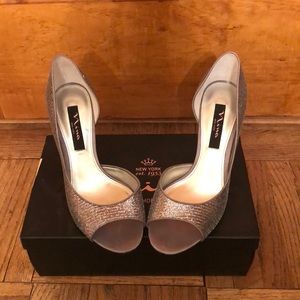 Silver Open Toe Dress Shoe